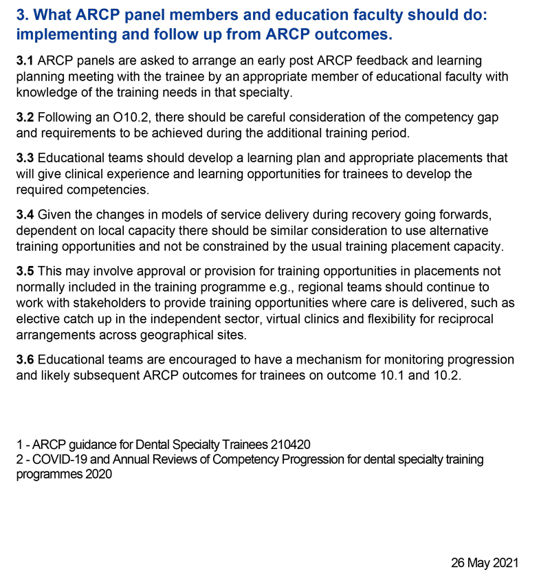 Dental Specialty ARCP Updates